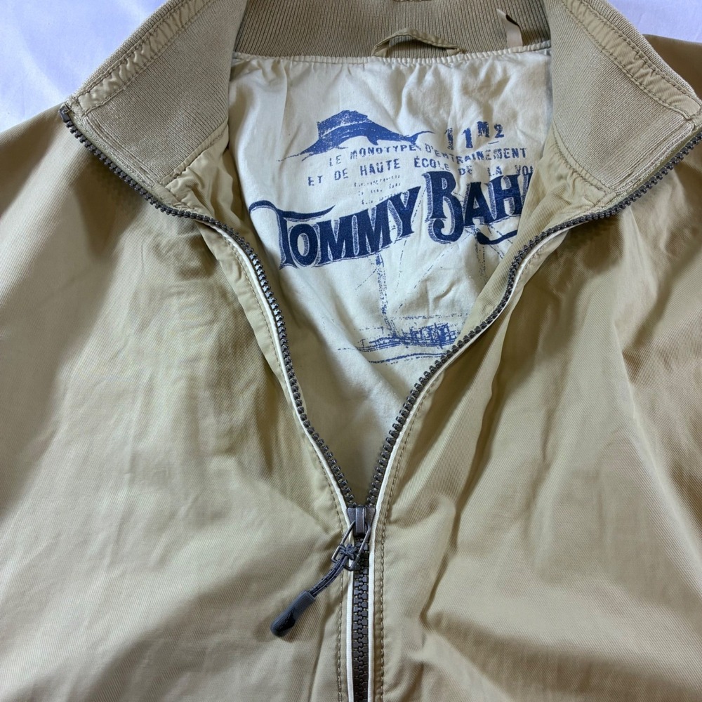 Tommy Bahama Mens XXL Tan Khaki Full Zip Lightweight Jacket Cotton Blend Marlin